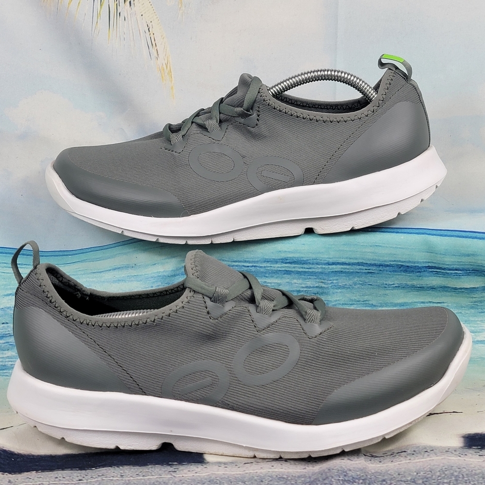 OOFOS Gray Athletic Slip-On Sneakers with White Sole
